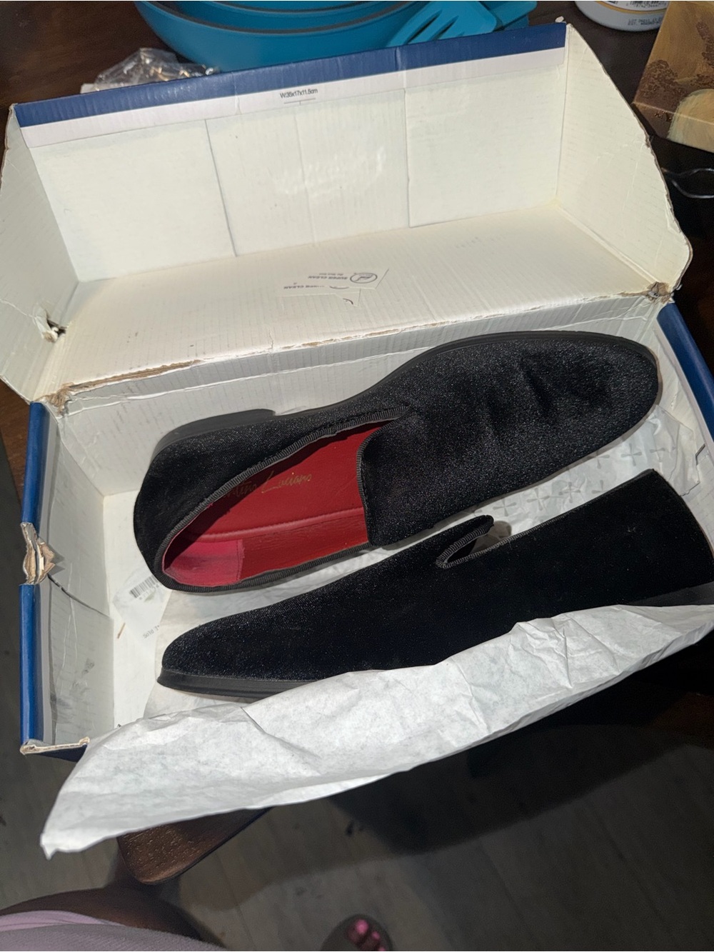Men's Black Velvet Slip-On Loafers with Red Insole